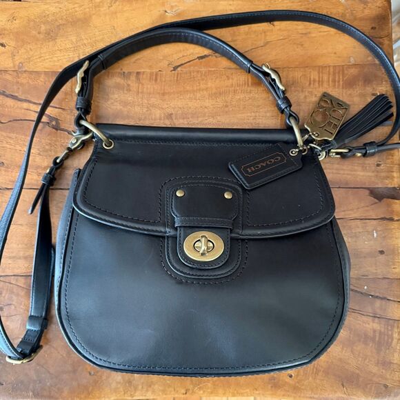 Coach Willis 70th Anniversary Black Leather Satchel Crossbody Bag 19132 Brass - Picture 16 of 17